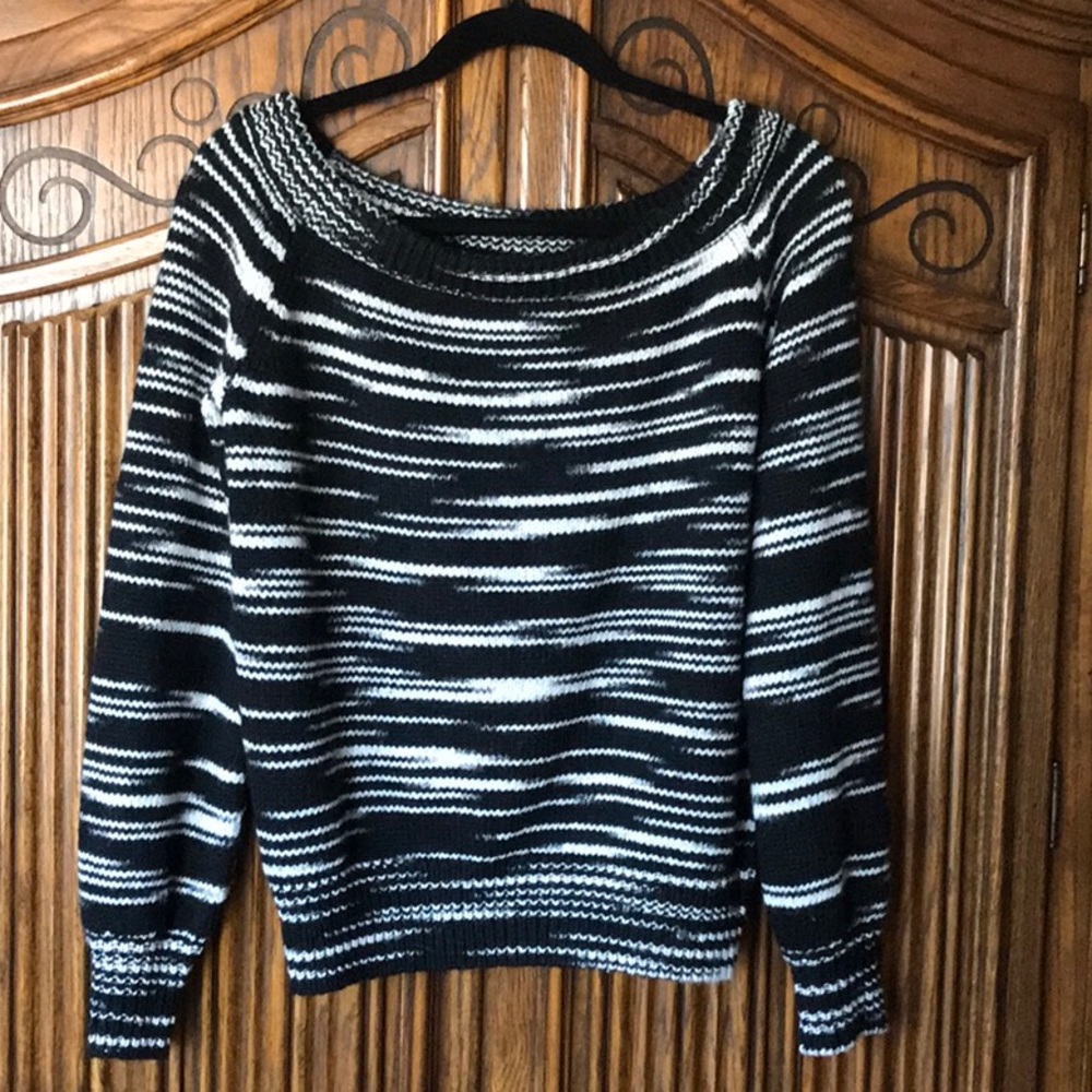 ****SOLD****Boat Neck Black and White Rebecca Minkoff Sweater